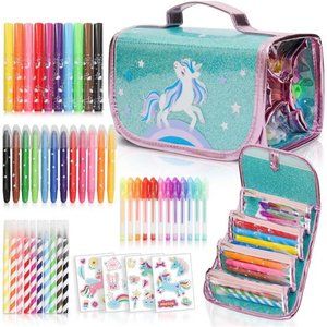 Fruit Scented Markers Set with Unicorn Pencil Case With Augmented Experience